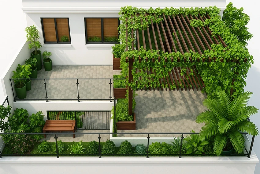 Cảnh quan vườn trên mái