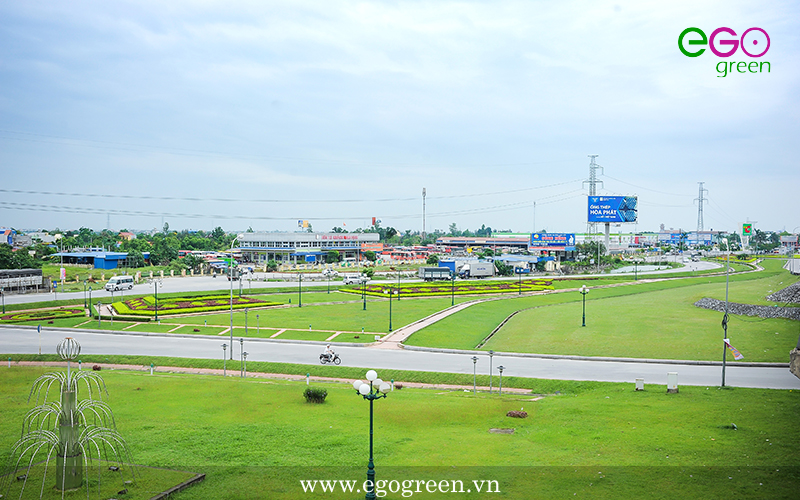 Thi công cảnh quan nút giao thông Lộc Hòa, Nam Định